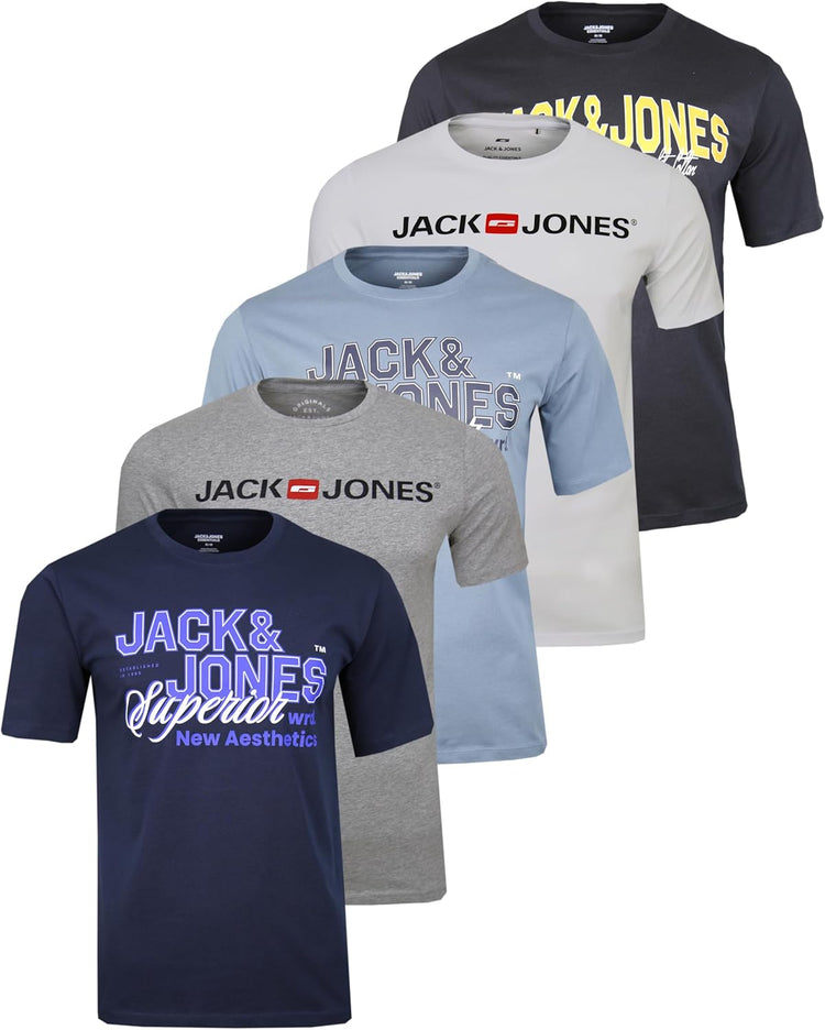 JACK & JONES Herren T-Shirt Logo 5PK