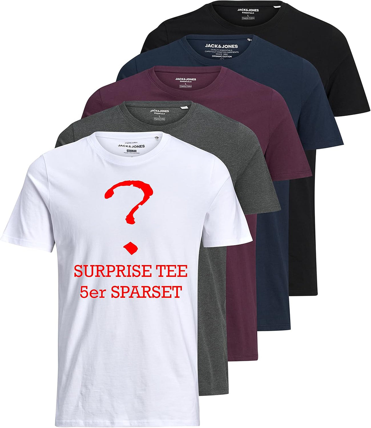 JACK & JONES Herren T-Shirt Logo 5PK