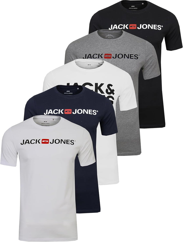 JACK & JONES Herren T-Shirt Logo 5PK