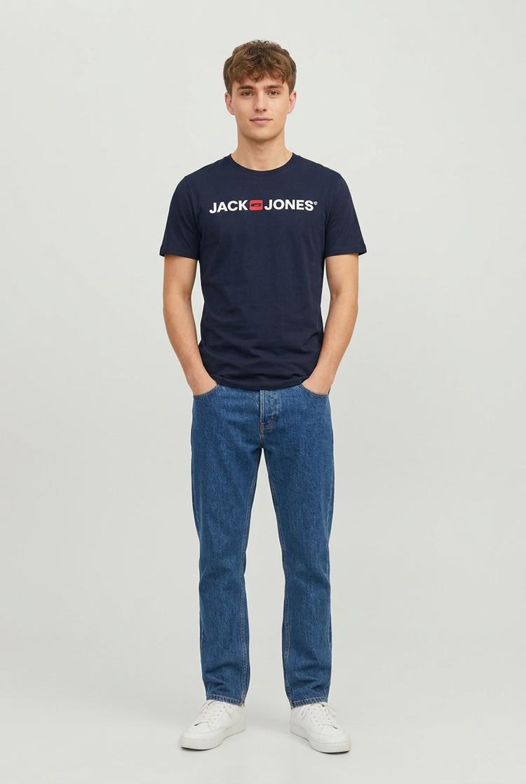 Jack & Jones Logo Tee Shirt Logoprint Rundhals Shirt Kurzarm Basic Crew Neck