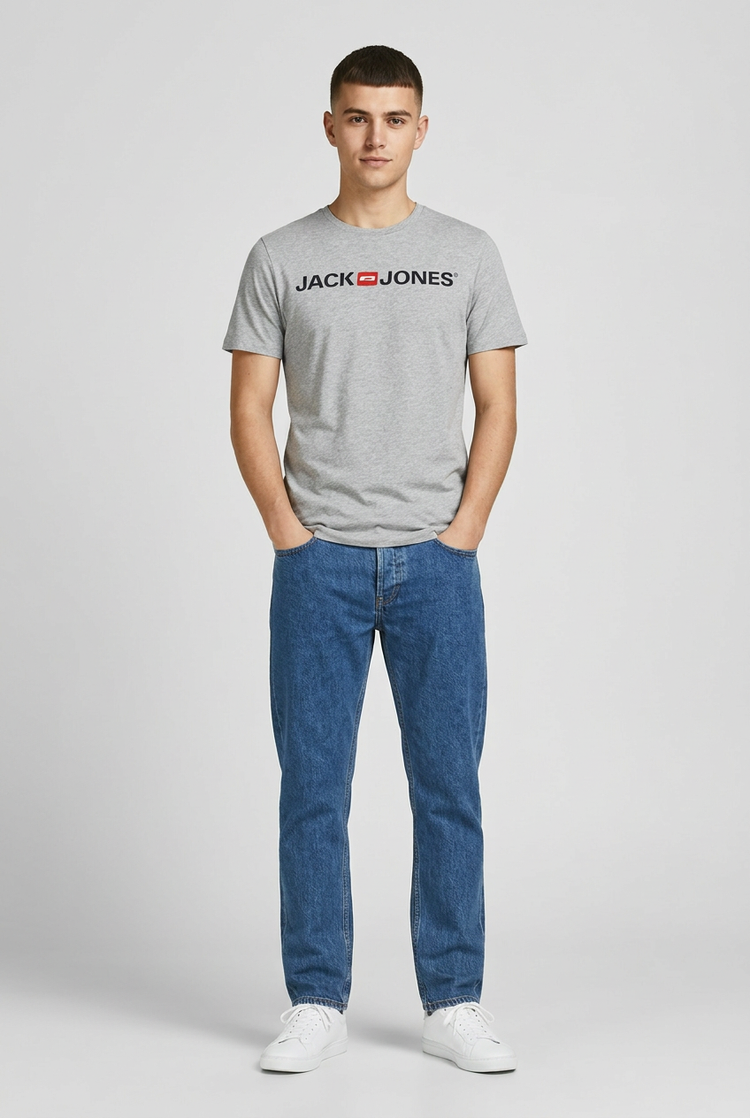 Jack & Jones Logo Tee Shirt Logoprint Rundhals Shirt Kurzarm Basic Crew Neck