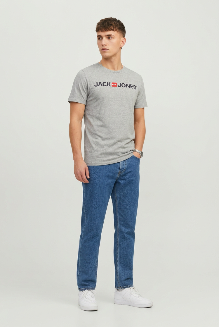 Jack & Jones Logo Tee Shirt Logoprint Rundhals Shirt Kurzarm Basic Crew Neck