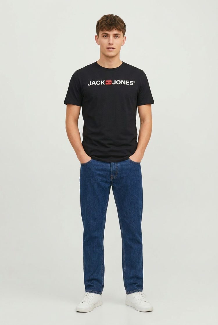 Jack & Jones Logo Tee Shirt Logoprint Rundhals Shirt Kurzarm Basic Crew Neck