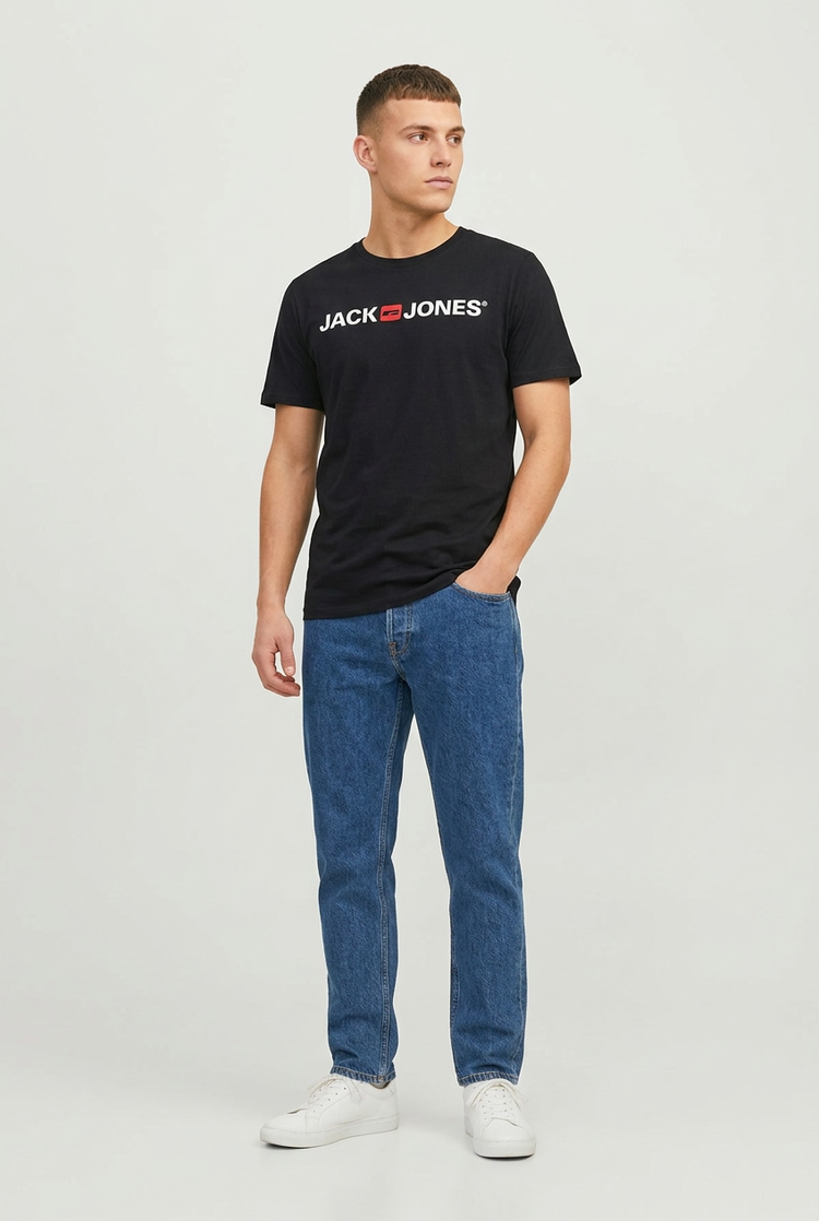 Jack & Jones Logo Tee Shirt Logoprint Rundhals Shirt Kurzarm Basic Crew Neck