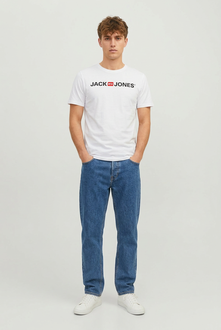Jack & Jones Logo Tee Shirt Logoprint Rundhals Shirt Kurzarm Basic Crew Neck