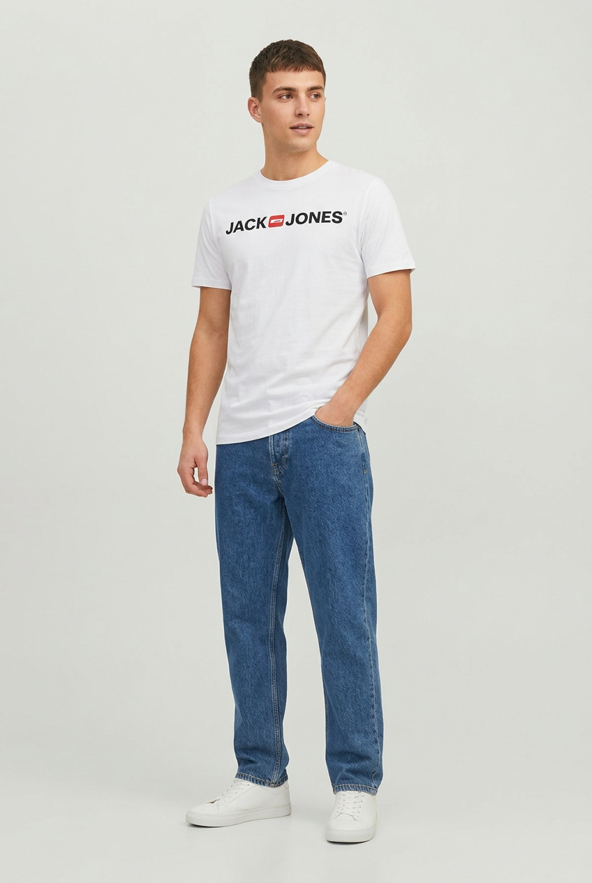 Jack & Jones Logo Tee Shirt Logoprint Rundhals Shirt Kurzarm Basic Crew Neck