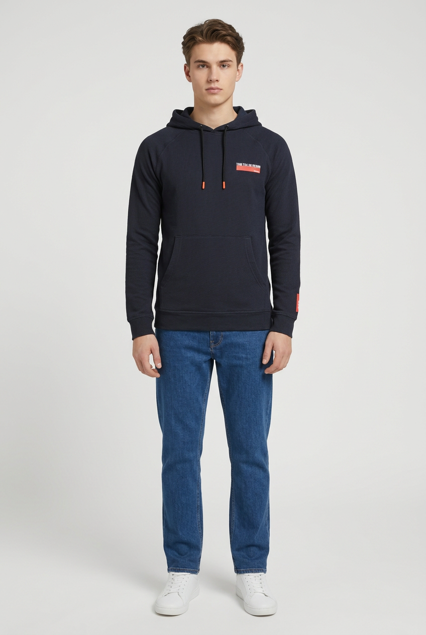 TOM TAILOR Denim Aop Hoodie Sweater Snake Camou