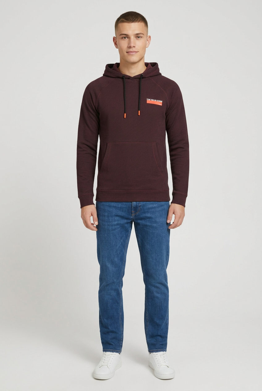 TOM TAILOR Denim Aop Hoodie Sweater Snake Camou