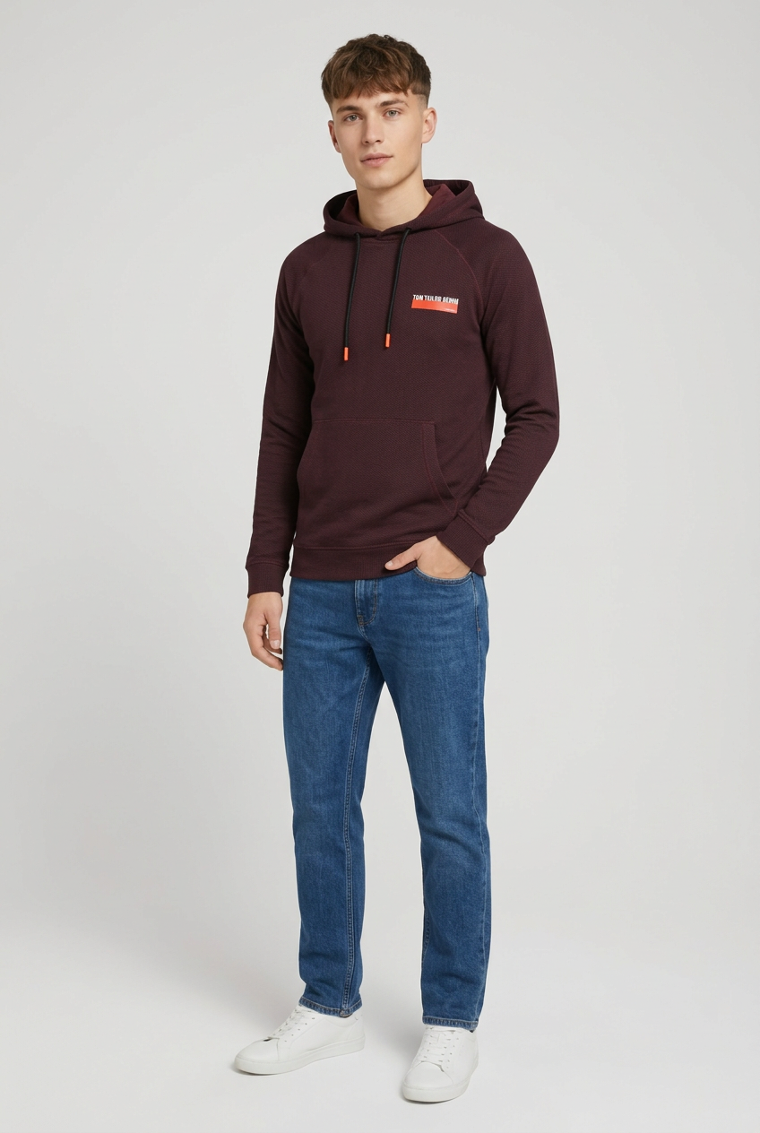 TOM TAILOR Denim Aop Hoodie Sweater Snake Camou